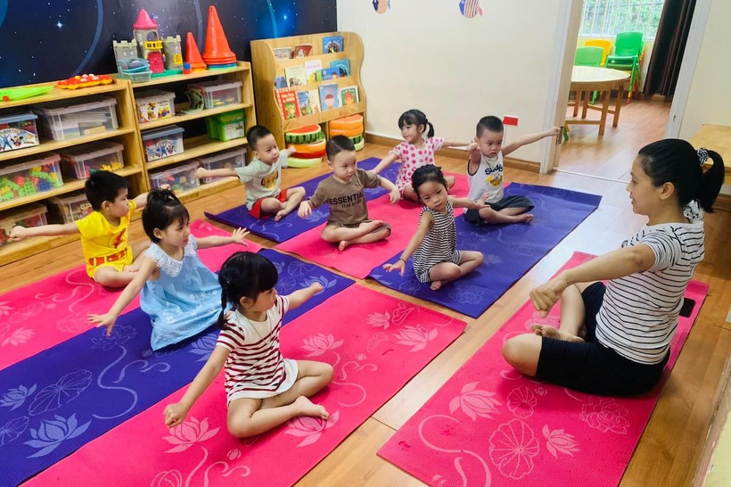 Giờ học tại một cơ sở mầm non độc lập.(Ảnh: Trường mầm non tư thục Hạt vừng)