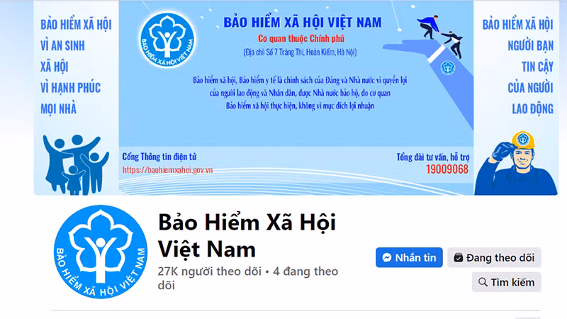 Fanpage Facebook chính thức của Bảo hiểm xã hội Việt Nam.