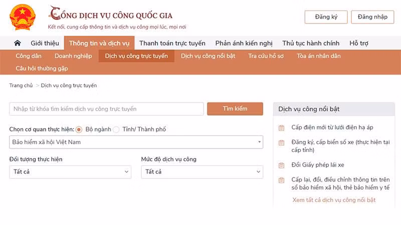 Quy trình thí điểm giải quyết hưởng và chi trả trợ cấp mai táng trên Cổng dịch vụ công quốc gia 