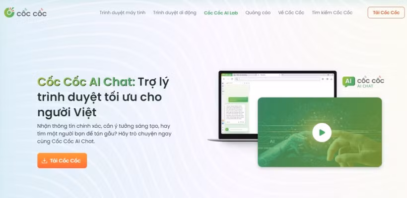Giao diện Cốc Cốc AI Chat.