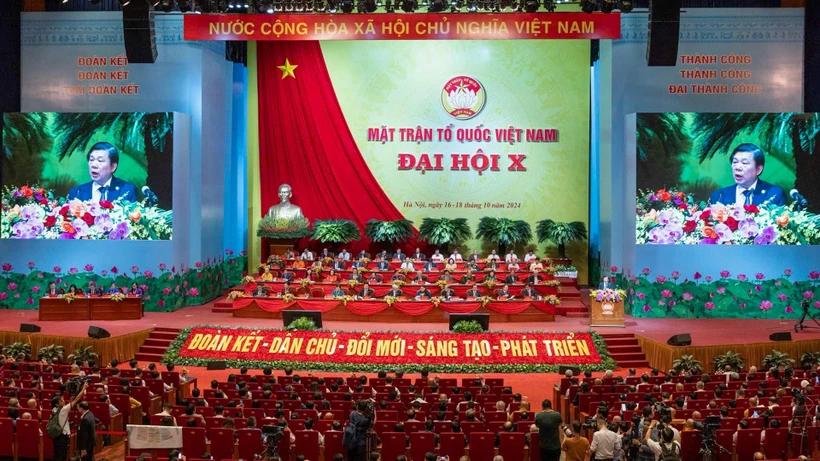 Phiên làm việc thứ nhất Đại hội Đại biểu toàn quốc Mặt trận Tổ quốc Việt Nam lần thứ X, ngày 16/10/2024. (Ảnh: DUY LINH-QUANG VINH)