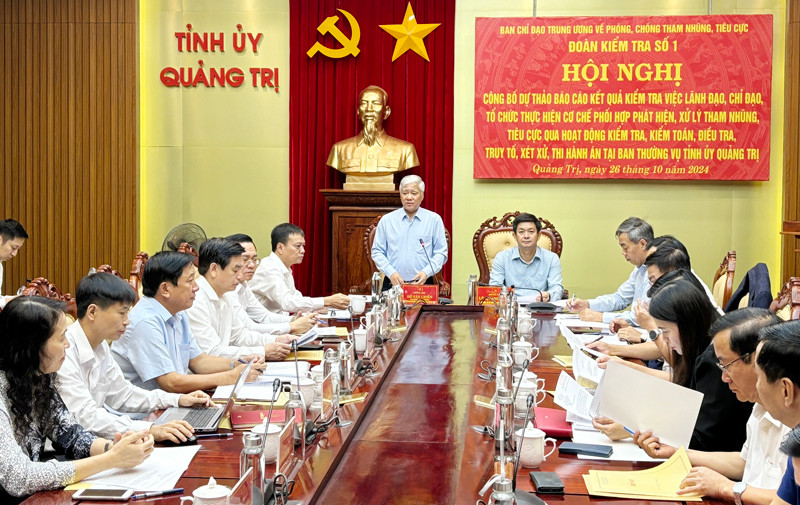 Đồng chí Đỗ Văn Chiến, Ủy viên Bộ Chính trị, Bí thư Trung ương đảng, Chủ tịch Ủy ban Trung ương Mặt trận Tổ quốc Việt Nam, Trưởng đoàn kiểm tra phát biểu tại hội nghị.