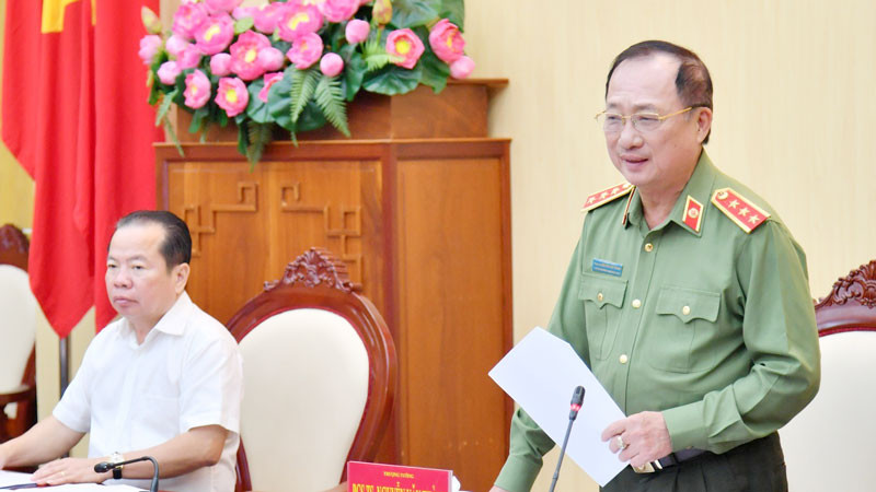 Thượng tướng, PGS, TS Nguyễn Văn Thành phát biểu tại buổi khảo sát.