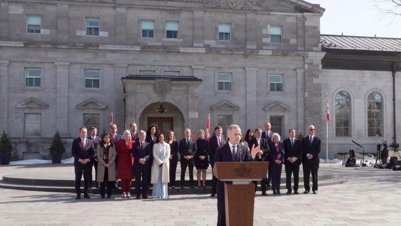 Thủ tướng Canada Mark Carney phát biểu trong buổi họp báo tại Ottawa ngày 14/3/2025. (Ảnh: Tân Hoa xã)