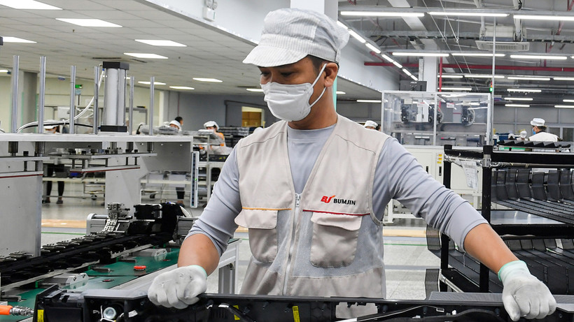 Lao động tại Công ty TNHH Bumjin Electronics Vina, Hàn Quốc, tại Quảng Ninh. (Ảnh: Thành Đạt)