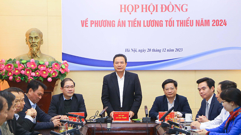 Phiên họp Hội đồng Tiền lương quốc gia ngày 20/12. (Ảnh: Tống Giáp)