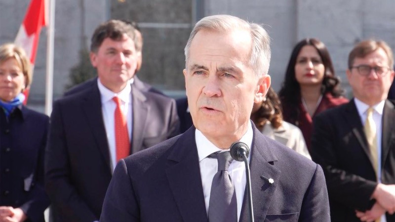 Thủ tướng Canada Mark Carney phát biểu trước báo giới trong một sự kiện ở Ottawa. (Ảnh: Tân Hoa xã)