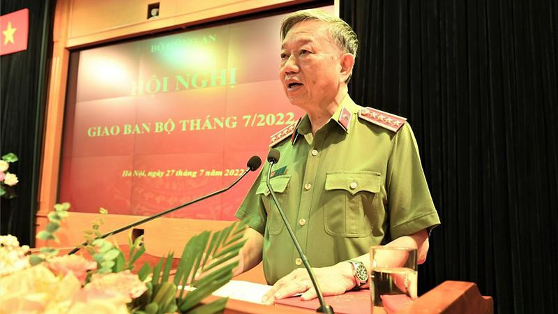 Bộ trưởng Tô Lâm phát biểu tại Hội nghị. (Ảnh: Bộ Công an)