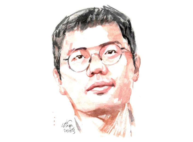 Ký họa chân dung nhà thơ Vĩ Hạ của họa sĩ Đỗ Hoàng Tường.