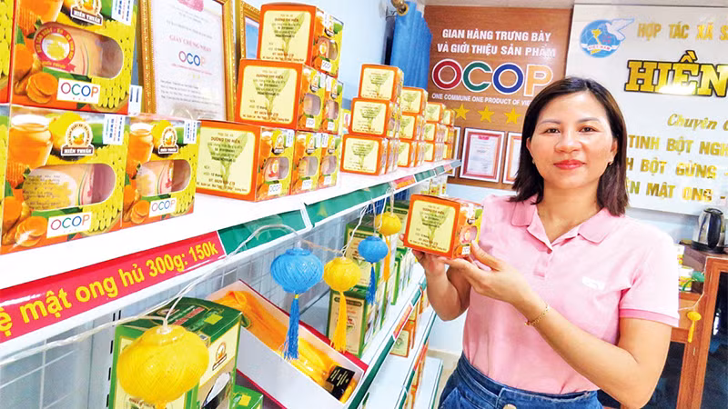 Gian trưng bày sản phẩm OCOP ở xã Mai Thủy, huyện Lệ Thủy (Quảng Bình).