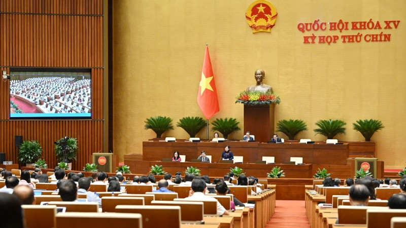Quốc hội làm việc tại hội trường ngày 21/5. (Ảnh: THỦY NGUYÊN)