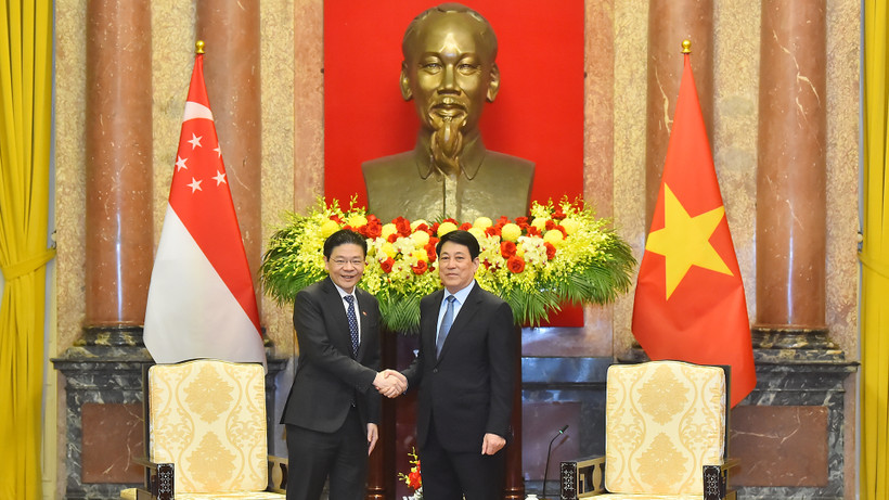 Chủ tịch nước Lương Cường và Thủ tướng Singapore Lawrence Wong.