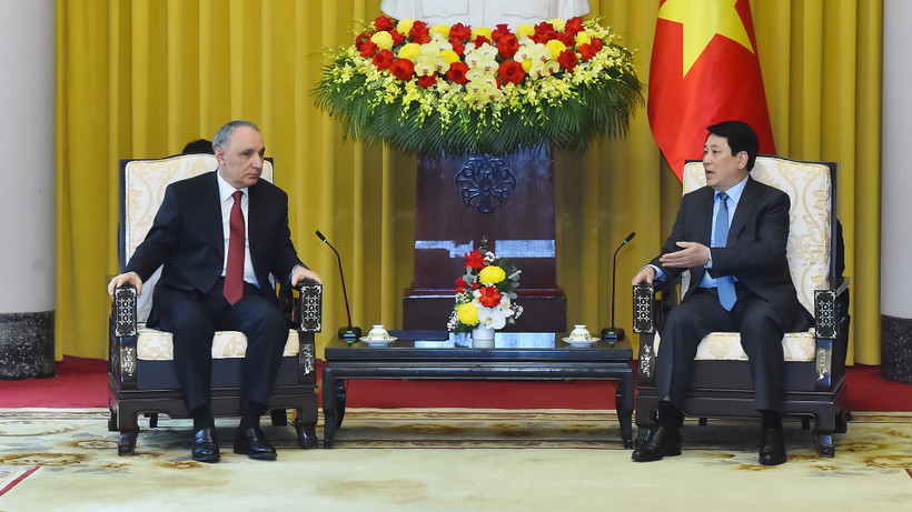 Chủ tịch nước Lương Cường tiếp Viện trưởng Viện Kiểm sát Tối cao Azerbaijan Kamran Bayram Aliyev.