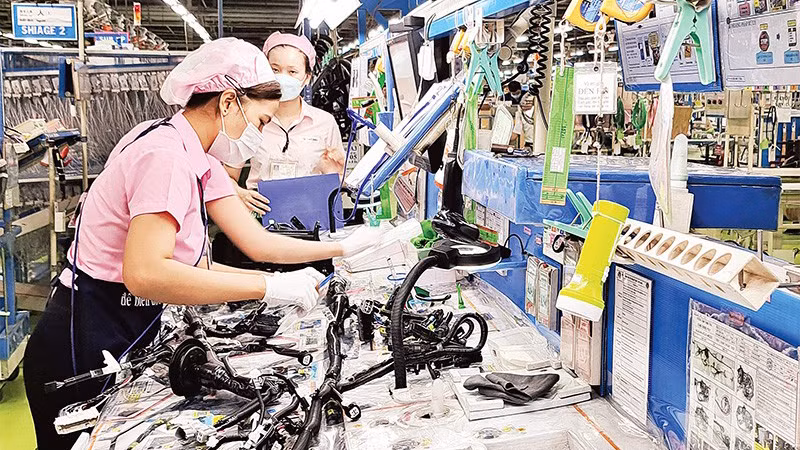 Sản xuất dây dẫn điện tại Công ty TNHH Yazaki EDS Việt Nam ở thành phố Dĩ An, tỉnh Bình Dương. (Ảnh: TRỊNH BÌNH)