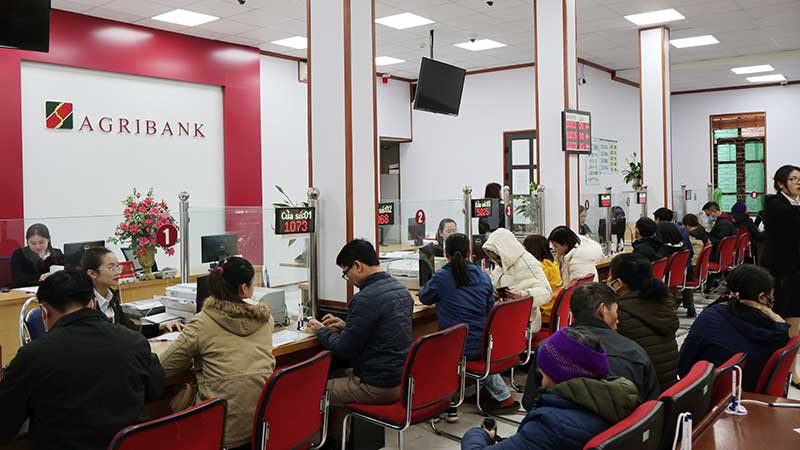 Khách hàng giao dịch tại chi nhánh ngân hàng Agribank.