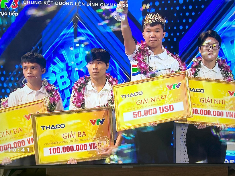Lê Xuân Mạnh vô địch Đường lên đỉnh Olympia năm 2023 (Ảnh: VTV3)