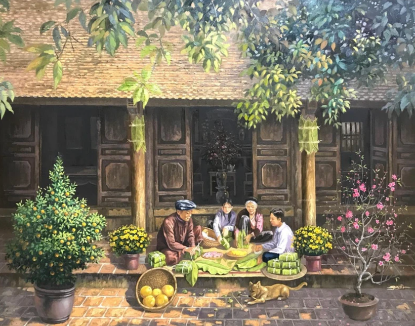 Một tác phẩm của nghệ sĩ Việt Nam trưng bày tại Triển lãm tranh Việt Nam-Nga “Những giá trị gia đình” (Ảnh minh hoạ)