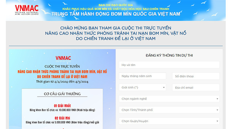 Thi trực tuyến “Nâng cao nhận thức phòng tránh tai nạn bom mìn, vật nổ” năm 2024