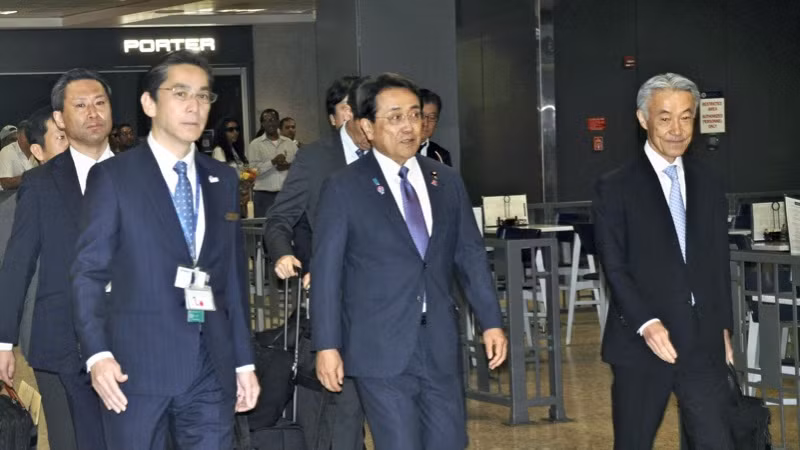 Bộ trưởng Tái thiết Kinh tế Ryosei Akazawa dẫn đầu đoàn Nhật Bản tham gia cuộc đàm phán với Mỹ. (Ảnh: Japan Times)