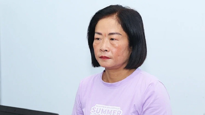 Quách Ngọc Hương tại cơ quan công an. (Ảnh: ANH TUẤN)