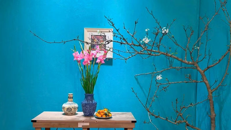 Không gian hoa Tết của nghệ nhân Kim Anh Ngô.