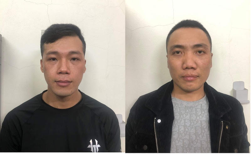 Hai đối tượng Huy và Lương tại cơ quan Công an.
