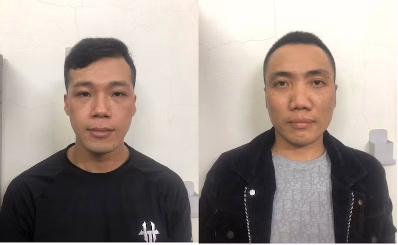 Hai đối tượng Huy và Lương tại cơ quan Công an.
