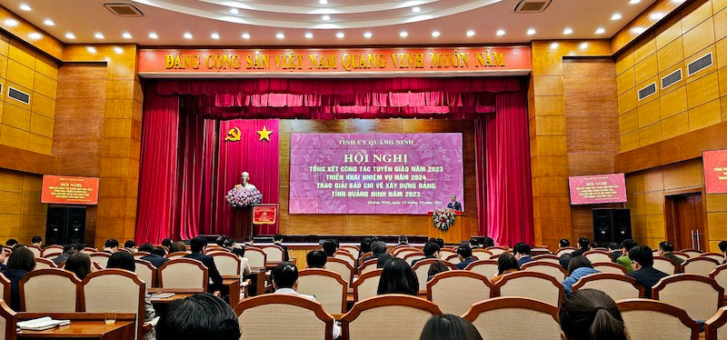 Quang cảnh hội nghị phát động Giải Báo chí về xây dựng Đảng (Búa liềm vàng) lần thứ V - năm 2024.