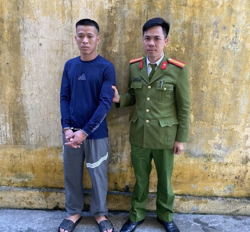 Đối tượng Sơn tại cơ quan Công an.