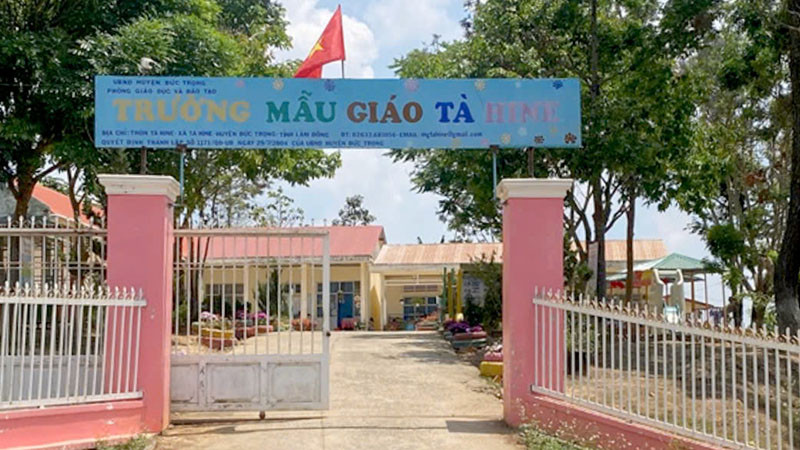 Trường Mẫu giáo Tà Hine, xã Tà Hine, huyện Đức Trọng, tỉnh Lâm Đồng nơi xảy ra vụ việc.