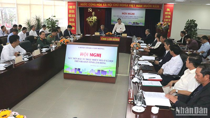 Quang cảnh hội nghị xúc tiến đầu tư phát triển nhà ở xã hội trên địa bàn tỉnh Lâm Đồng.