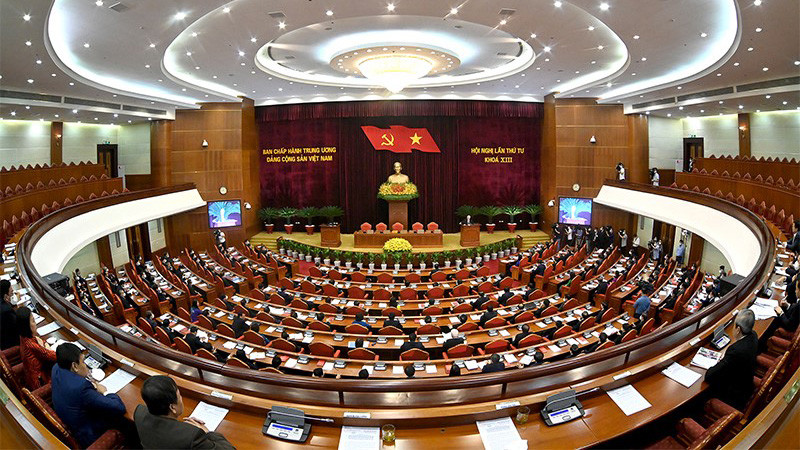 Hội nghị lần thứ tư Ban Chấp hành Trung ương Đảng khóa XIII (Ảnh: Đăng Khoa). 