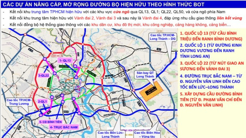 4 dự án BOT tại các cửa ngõ của Thành phố Hồ Chí Minh chuẩn bị cắm ranh mốc tại các địa phương có dự án đi qua.