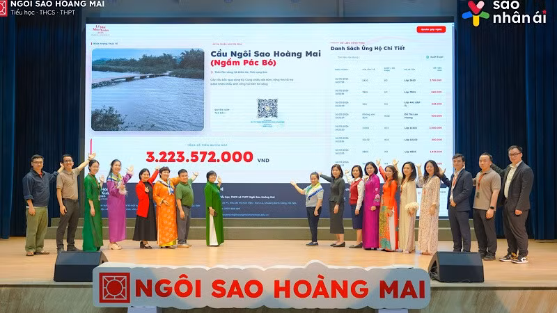 Trong khuôn khổ Lễ hội Mùa Xuân 2026, Trường tiểu học, trung học cơ sở và trung học phổ thông Ngôi Sao Hoàng Mai đã huy động ủng hộ hơn 3,2 tỷ đồng xây dựng một cây cầu mới tại xã vùng cao tỉnh Lạng Sơn.