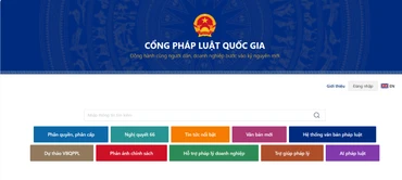 Ảnh chụp giao diện màn hình Cổng Pháp luật quốc gia.