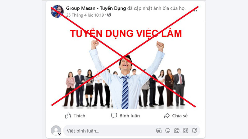 Các đối tượng lừa đảo mạo danh tập đoàn, doanh nghiệp tuyển dụng lao động trên mạng. 