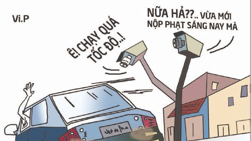 [Góc biếm họa] "Nóng" vì đóng phạt nguội 