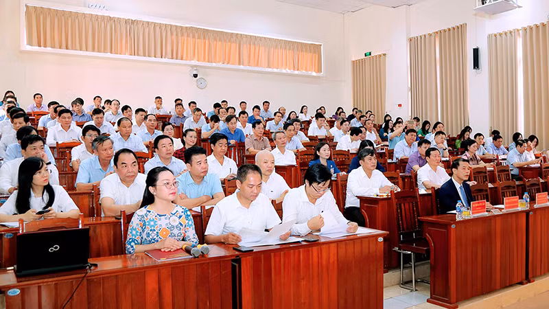 Các học viên tham dự lớp bồi dưỡng, cập nhật kiến thức dành cho chức danh trưởng ban, phó trưởng ban tuyên giáo cấp ủy cấp tỉnh, thành phố trực thuộc Trung ương và lớp bồi dưỡng, cập nhật kiến thức đối với chức danh phó bí thư cấp ủy cấp huyện năm 2023. (Ảnh Ðức Mạnh) 