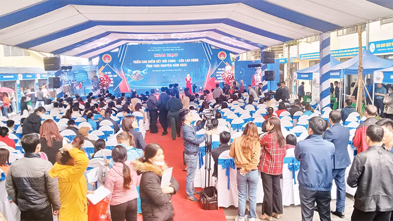 Trong Tuần cao điểm kết nối cung-cầu lao động tỉnh Thái Nguyên năm 2023, gần 100 doanh nghiệp tuyển dụng hơn 4.000 lao động. 