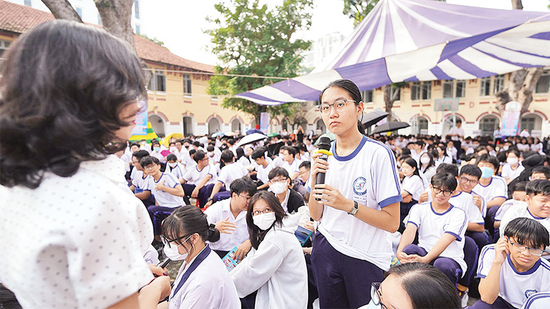 Một chương trình tư vấn tâm lý cho học sinh Trường THPT Marie Curie, Quận 3. (Ảnh CTV) 