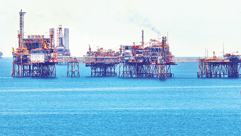 Cụm nhà giàn của Liên doanh Việt-Nga Vietsovpetro trên Biển Ðông. 