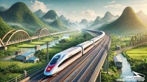 Phối cảnh đường sắt tốc độ cao trên trục bắc-nam.
