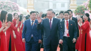 Tổng Bí thư Tô Lâm dự Đại hội đại biểu Đảng bộ xã Nghĩa Trụ lần thứ nhất, nhiệm kỳ 2025-2030. (Ảnh: Thống Nhất/TTXVN)