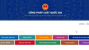 Ảnh chụp giao diện màn hình Cổng Pháp luật quốc gia.
