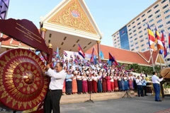 Hoạt động chào mừng sự kiện các di tích lịch sử liên quan chế độ diệt chủng Pol Pot được công nhận là Di sản thế giới. (Ảnh: Bộ Thông tin Campuchia)
