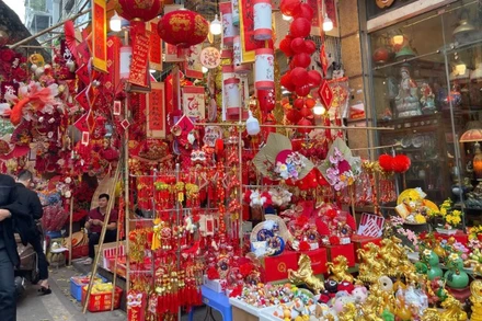 Thị trường Tết ở Thủ đô Hà Nội sôi động dịp cuối năm.