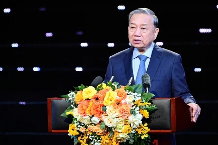 Tổng Bí thư Tô Lâm phát biểu tại chương trình. (Ảnh: BẢO LONG)