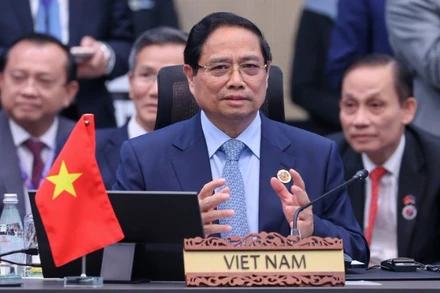 Thủ tướng Phạm Minh Chính phát biểu ý kiến tại Hội nghị Cấp cao ASEAN-Hoa Kỳ lần thứ 13. (Ảnh: Nhật Bắc/VGP)