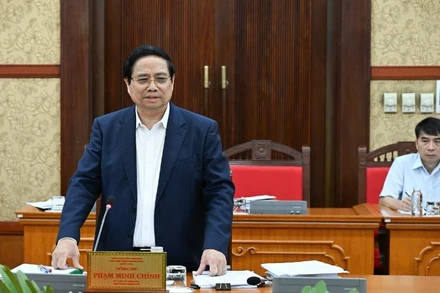 Thủ tướng Phạm Minh Chính chủ trì Tổ Công tác số 2 làm việc với Ban Thường vụ Tỉnh ủy Tây Ninh. (Ảnh: TRẦN HẢI)