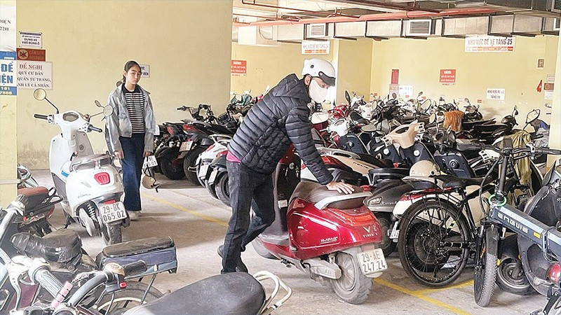 Xe điện được bố trí để riêng trong tầng hầm của chung cư.